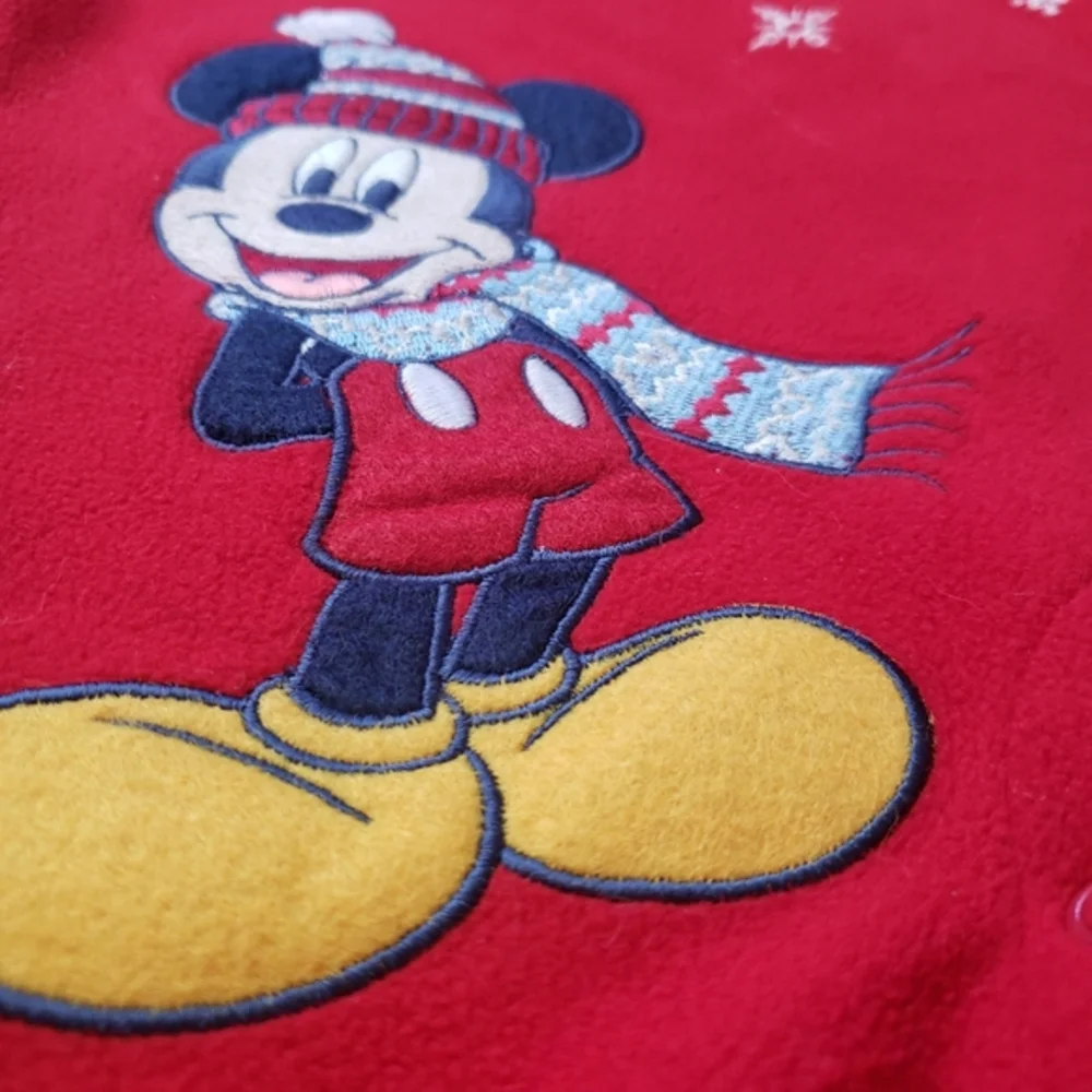 Red fleece mickey mouse Disney‎ sleeper 3/6m